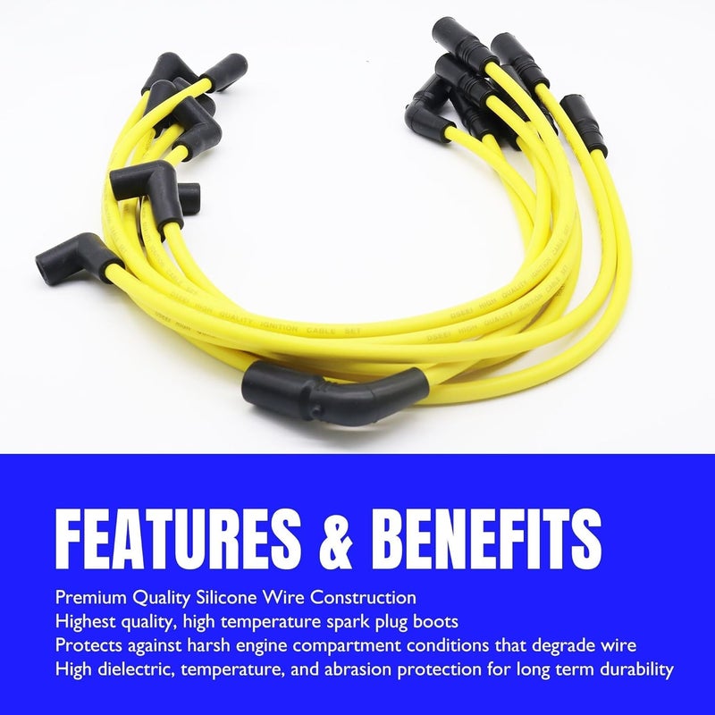 OXCANO 9718Q Ignition Spark Plug Wires Set of 9 Compatible with Cadillac Escalade, Chevrolet C1500 Pickup, C1500 Suburban, GMC C1500 C2500 Pickup, C1500 Suburban, C2500 Suburban, C3500 Pickup, Isuzu - Image 3